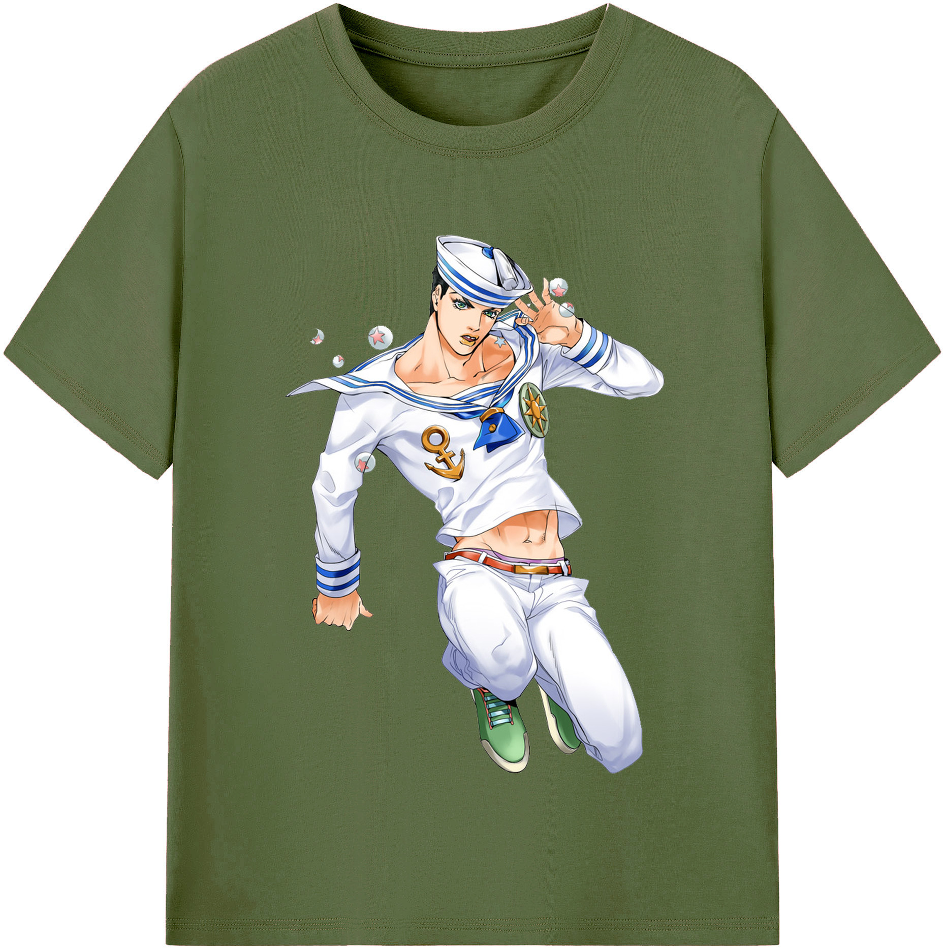 （画像用） ジョジョの奇妙な冒険 東方定助 JoJo's Bizarre Adventure Higashikata Josuke 綿100％半袖Tシャツ（フロントプリント）